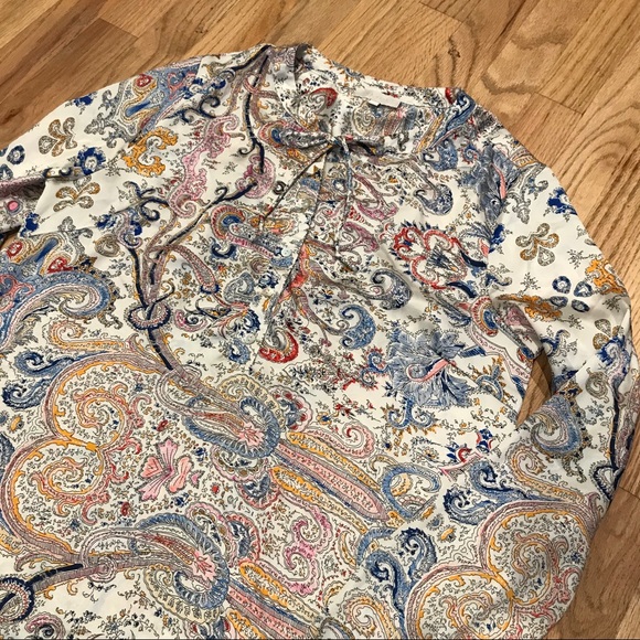 Va Vite Tie-Front Long Sleeve Paisley Print Blouse - Picture 2 of 10